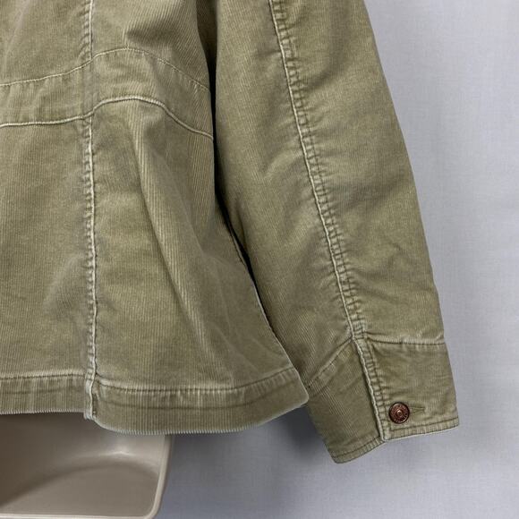 Eddie Bauer Jacket Womens XL Tan Beige Stretch Corduroy Boho Cargo Pocket Chore - Picture 6 of 16